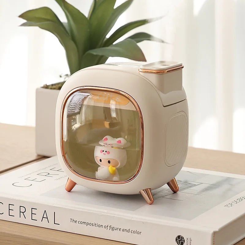 Humidificateur d'air ultrasonique poupées de dessin animé, diffuseur d'huile essentielle et d'arôme de grande capacité de 500ML, veilleuses respiratoires colorées USB