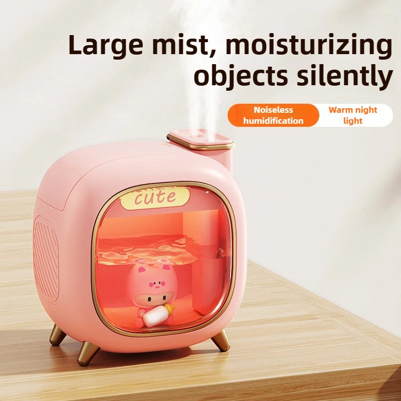 Humidificateur d'air ultrasonique poupées de dessin animé, diffuseur d'huile essentielle et d'arôme de grande capacité de 500ML, veilleuses respiratoires colorées USB